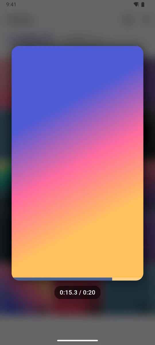 A video playing in a pop-over while held, with a scrub time indicator